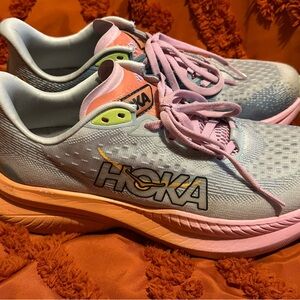 HOKA Women's Mach 6- Light Blue and Pink
